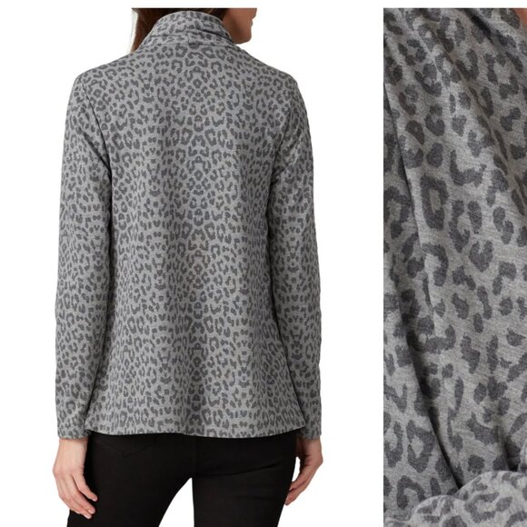 XS - B Collection by Bobeau - French Terry Drape Cardigan Animal Print $68 msrp - Picture 3 of 10